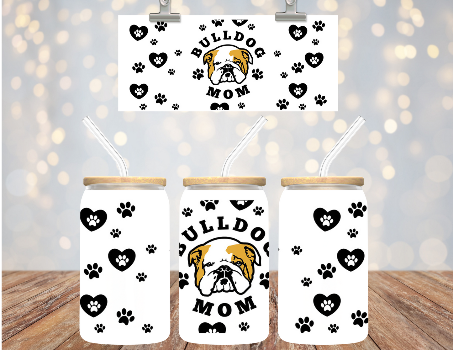 Uv Dtf Cup Wrap Bulldog Mom 541