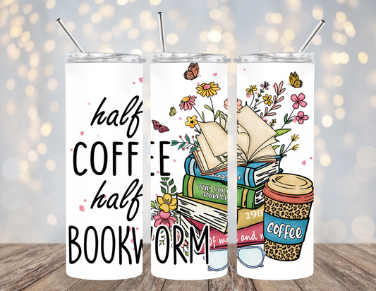 UVDTF 20 oz Cup Wrap Half coffee half bookworm 2126