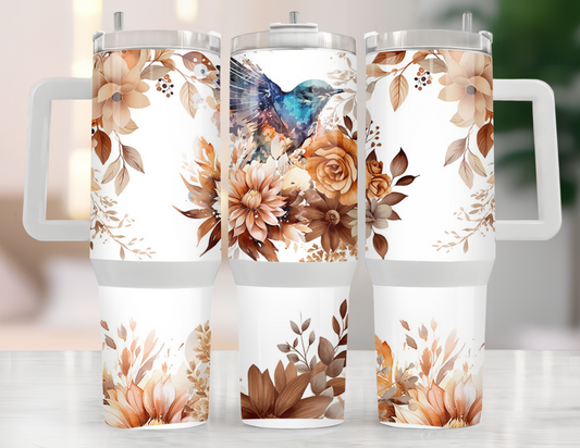 UVDTF 40 oz Cup Wrap Floral Hummingbird 3027