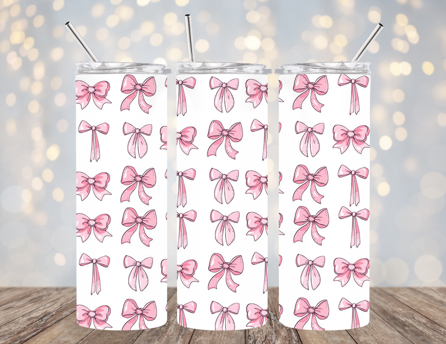 UVDTF 20 oz Cup Wrap Pink Bows 2025