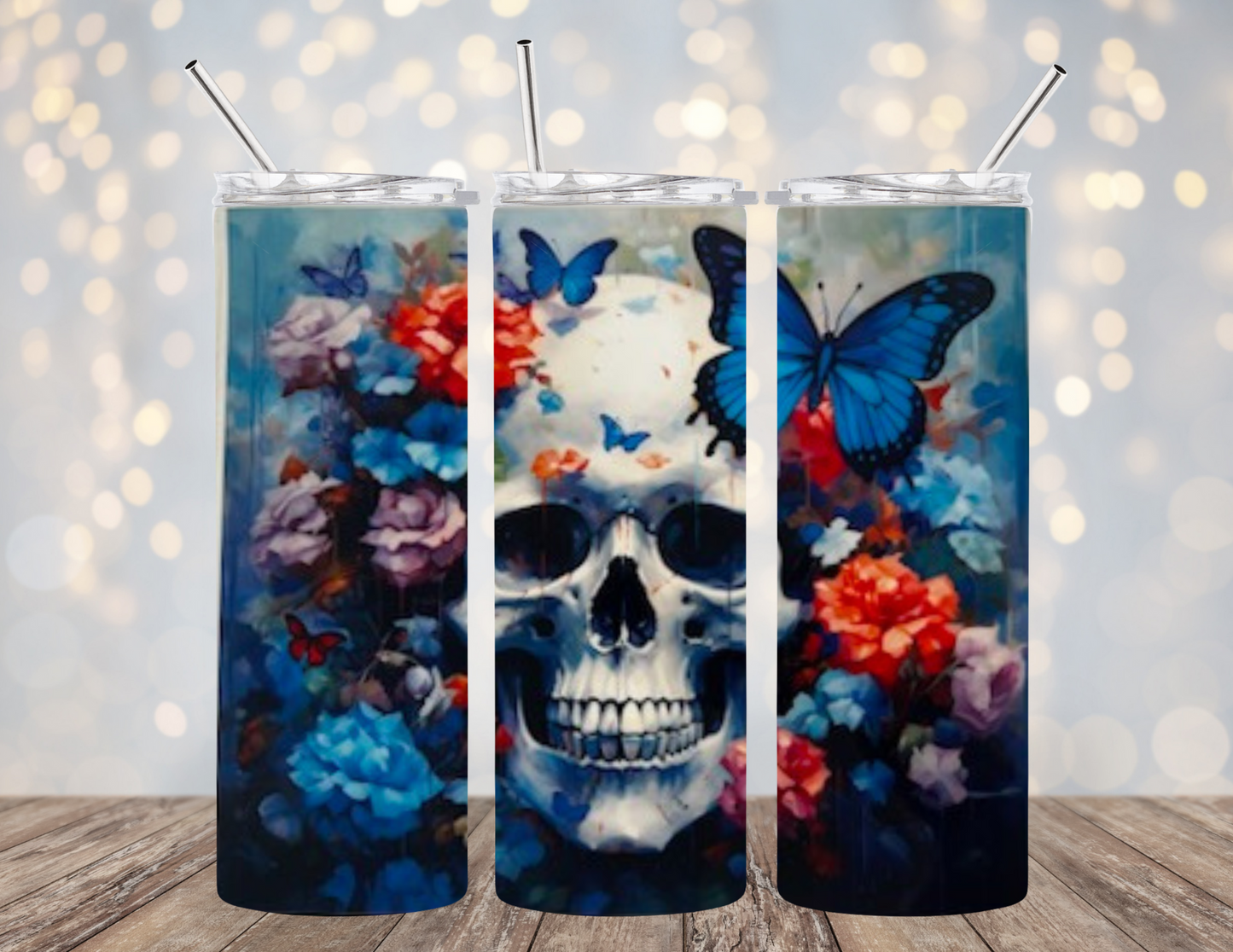 UVDTF 20 oz Cup Wrap Floral Skull 2084