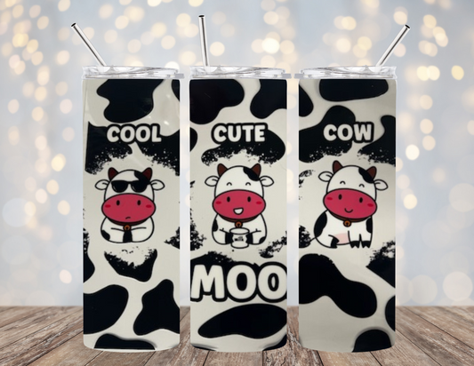 UVDTF 20 oz Cup Wrap Cool Cute Cow Moo 2093