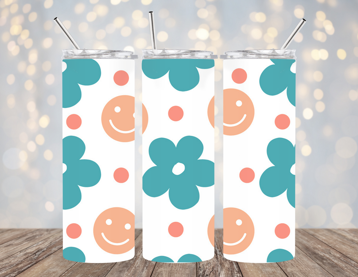 UVDTF 20 oz Cup Wrap Smiley Floral 2035