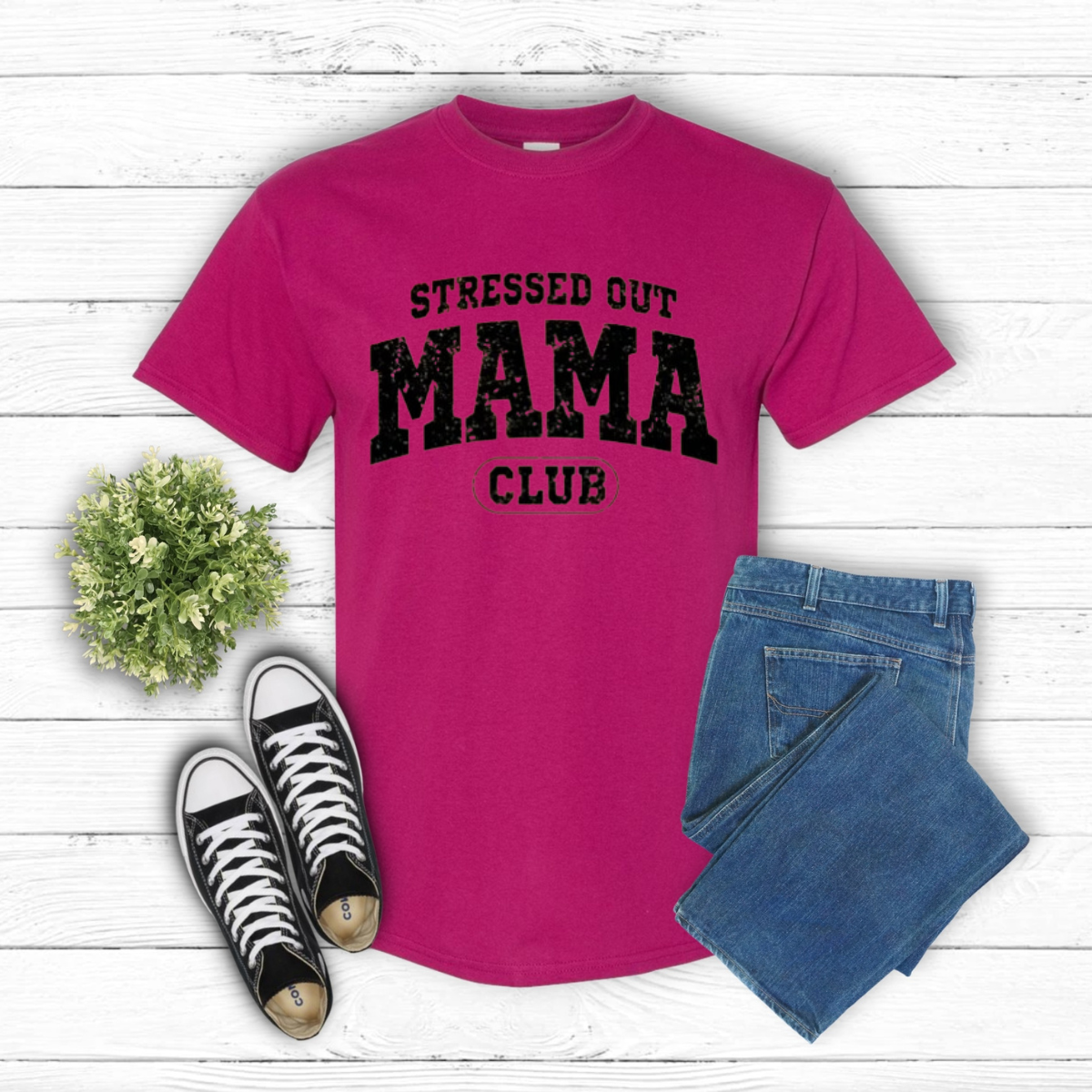 Short Sleeve T-Shirt Stressed Out Mama Club 946