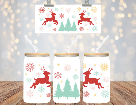 16 oz Uv Dtf Cup Wrap Christmas Reindeer 720