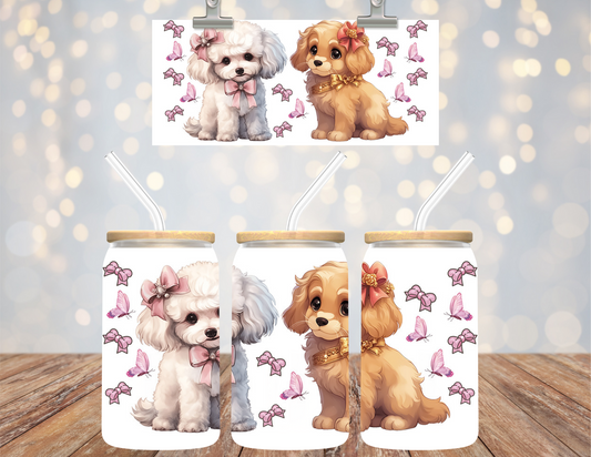 Uv Dtf Cup Wrap Fluffy Puppies with bows 670