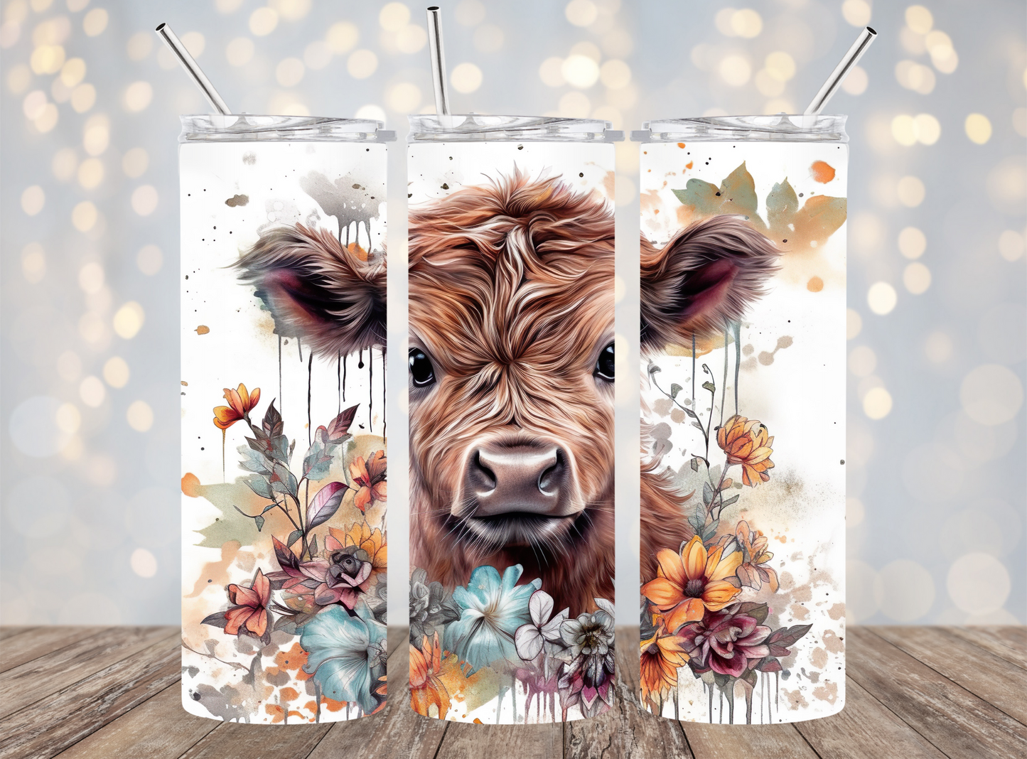 20 Oz Tumbler Baby Highland Cow Cute