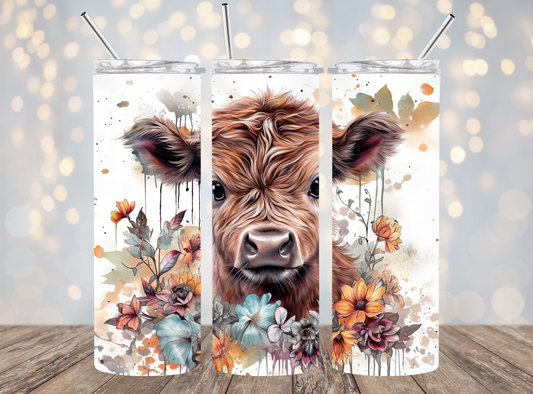 20 Oz Tumbler Baby Highland Cow Cute