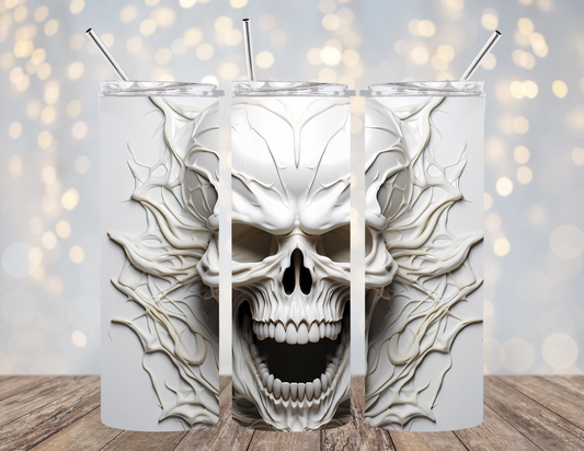 20 Oz Tumbler White Skull