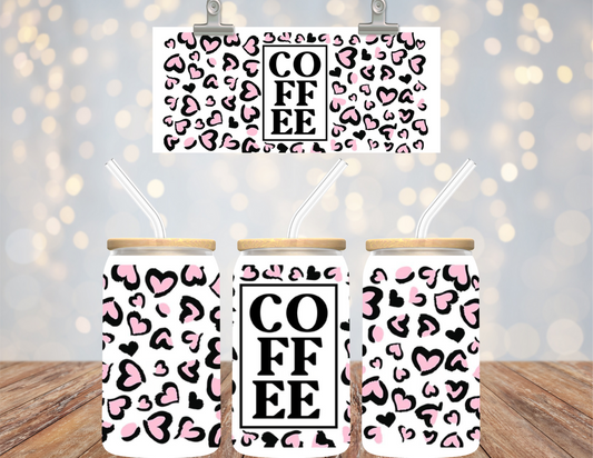 UV DTF  16 oz Cup Wrap Coffee Hearts 504