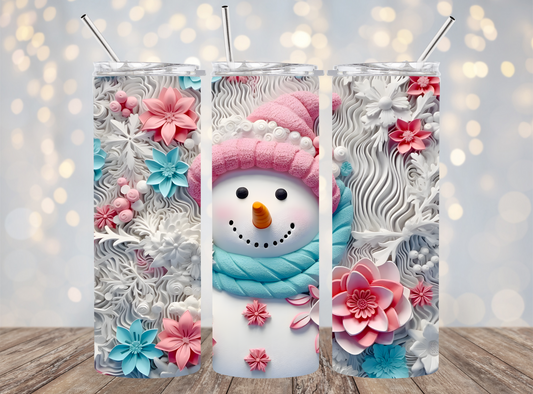 20 Oz Tumbler Floral Winter Snowman