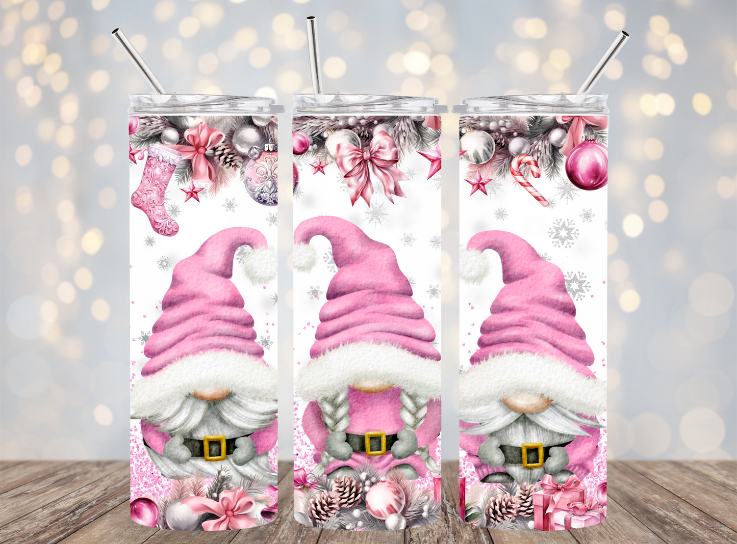 20 Oz Tumbler Pink Christmas Gnome