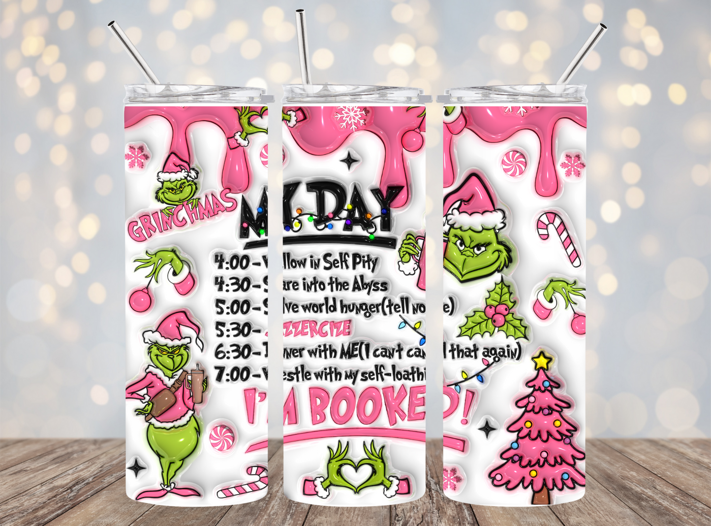 20 Oz Tumbler Pink Grinch Christmas My Day