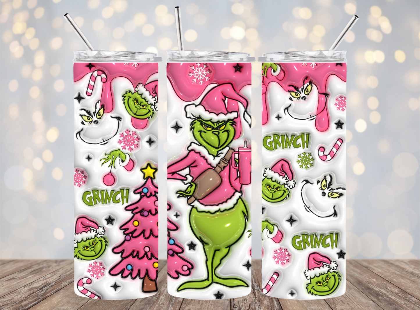 20 Oz Tumbler Pink Grinch Christmas