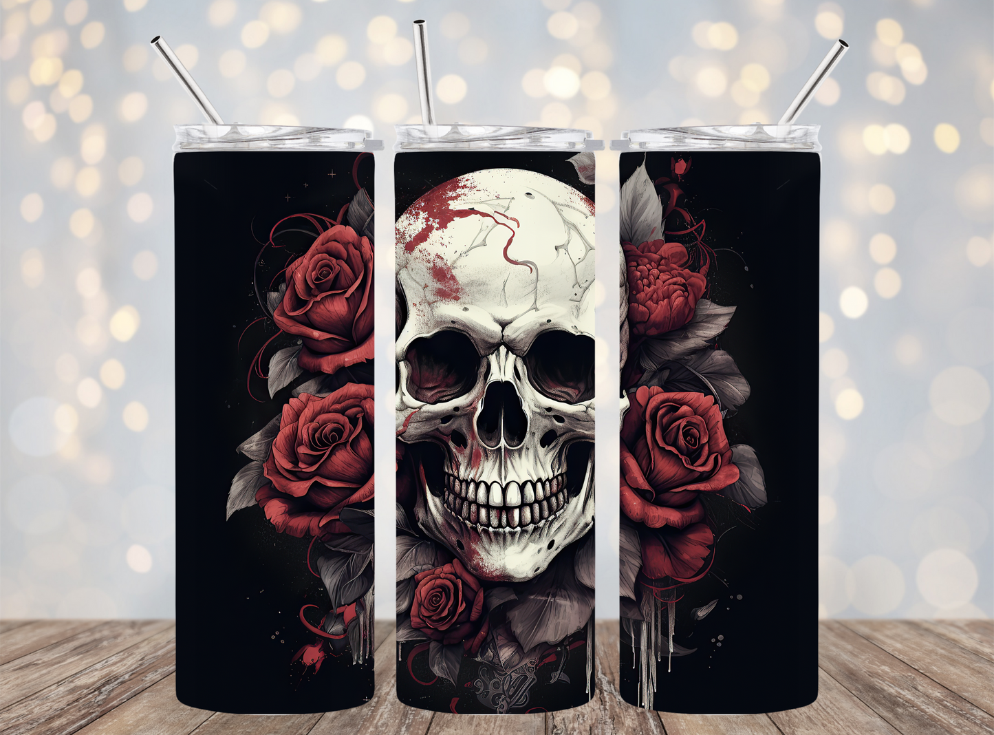 20 Oz Tumbler Skull and Roses