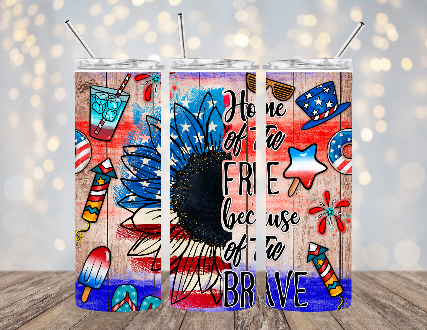 30 Oz Tumbler Home of the Free because of the Brave