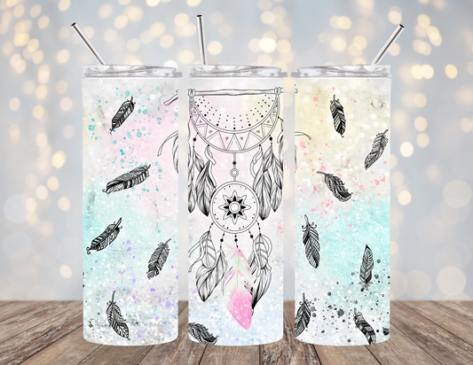 30 Oz tumbler Dream Catcher and Feathers