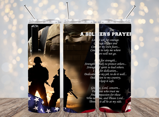 20 Oz Tumbler A Soldiers Prayer