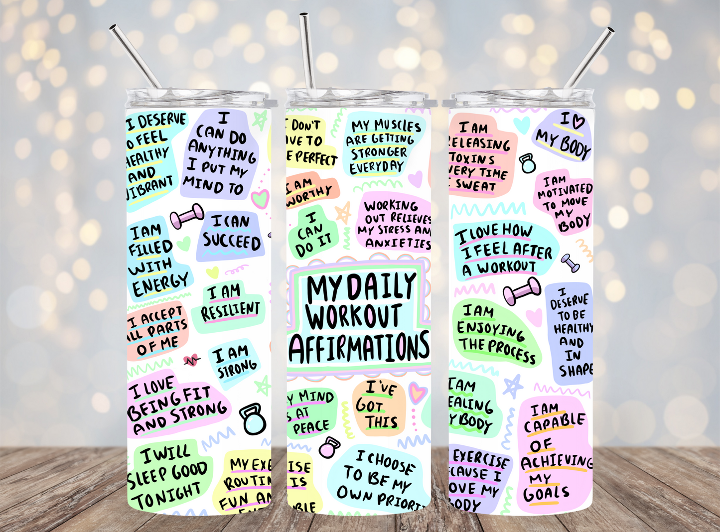 20 Oz Tumbler Daily workout affirmations