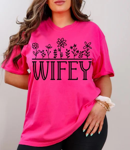 Short Sleeve T-Shirt Floral Wifey 1088