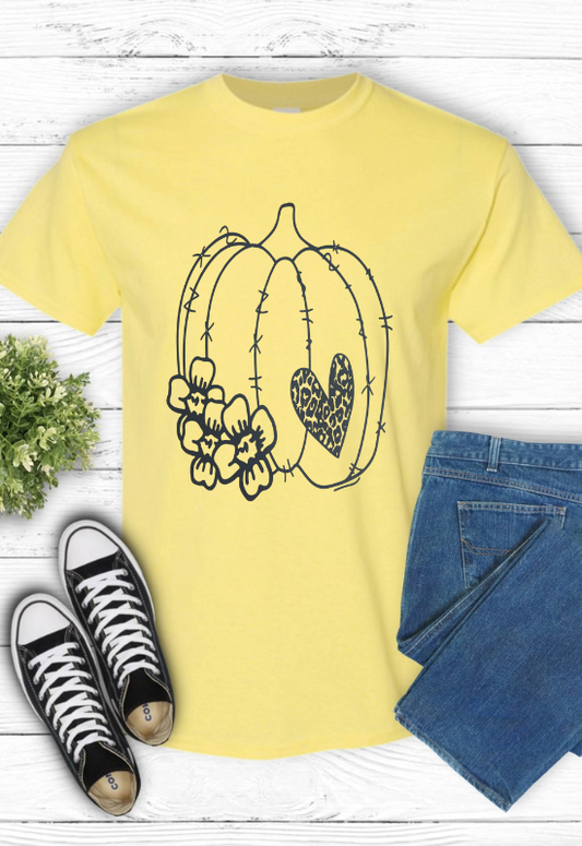 Short Sleeve T-Shirt Fall pumpkin heart