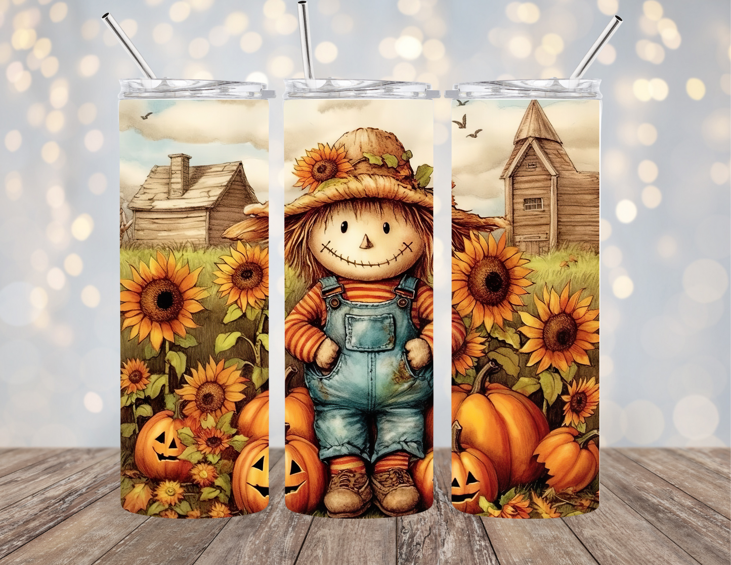 20 Oz tumbler fall pumpkins scarecrow